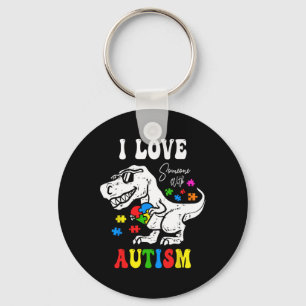 Ik hou van iemand met autisme familie hart Rex Din Sleutelhanger