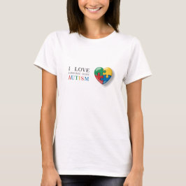 Ik hou van iemand met autisme - Heart Puzzle Piece T-shirt