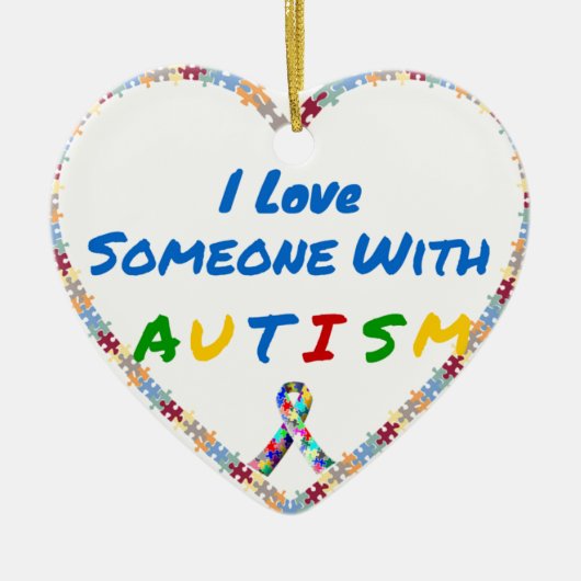 Ik hou van iemand met autisme keramisch ornament (Voorkant)