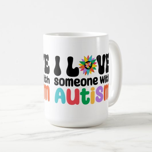 Ik hou van iemand met autisme koffiemok (Voorkant rechts)