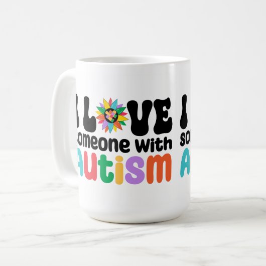 Ik hou van iemand met autisme koffiemok (Voorkant links)