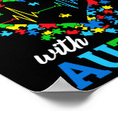 Ik hou van iemand met Autisme Man Women Kind Poster (Hoek)