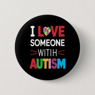 Ik hou van iemand met Autisme Man Women Kind Ronde Button 5,7 Cm