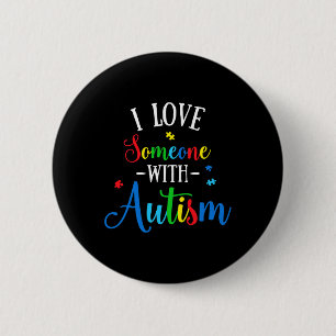 Ik hou van iemand met Autisme Man Women Kind Ronde Button 5,7 Cm