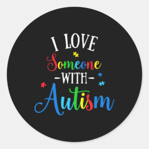 Ik hou van iemand met Autisme Man Women Kind Ronde Sticker