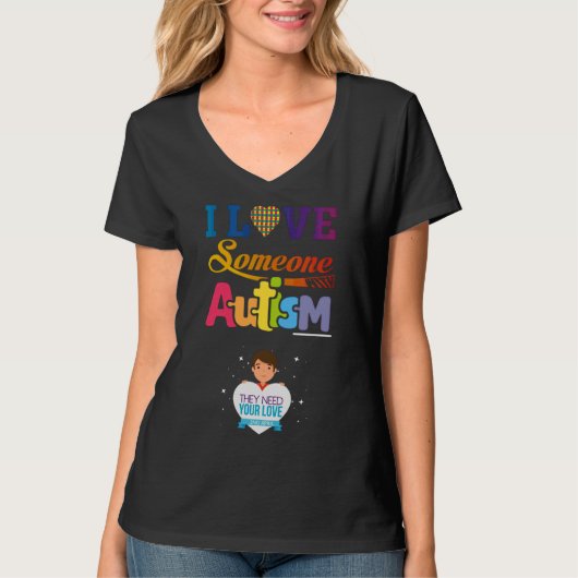 Ik hou van iemand met autisme Mokken. T-shirt (Voorkant)