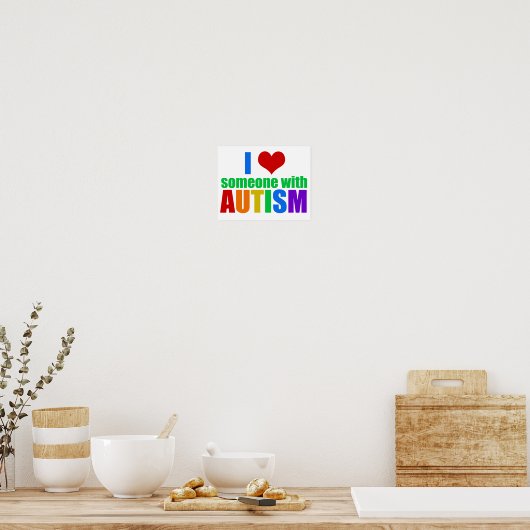 Ik hou van iemand met autisme mooie regenboog poster (Keuken)