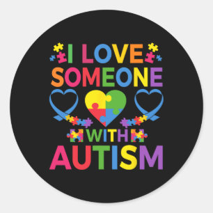 Ik hou van iemand met autisme puzzel hart advocate ronde sticker