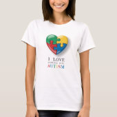 Ik hou van iemand met autisme - puzzel hart symboo t-shirt (Voorkant)