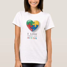 Ik hou van iemand met autisme - puzzel hart symboo t-shirt