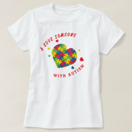 Ik hou van iemand met autisme puzzel hart t-shirt
