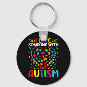 Ik hou van iemand met autisme puzzel hart voorstan sleutelhanger