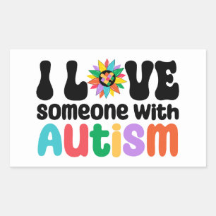 Ik hou van iemand met autisme rechthoekige sticker