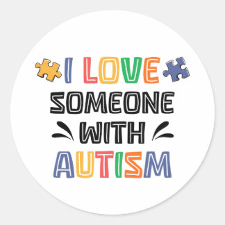 Ik hou van iemand met autisme ronde sticker