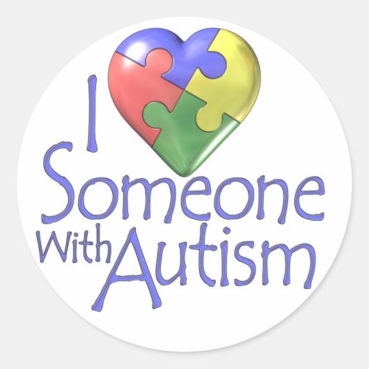 Ik hou van iemand met autisme ronde sticker (Voorkant)