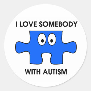 Ik hou van iemand met autisme! ronde sticker