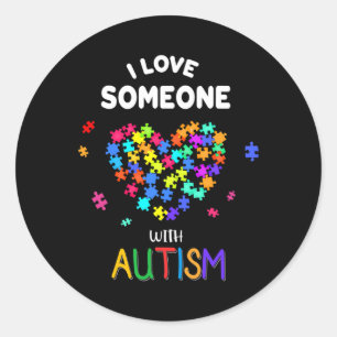 Ik hou van iemand met autisme T-shirt autisme die Ronde Sticker