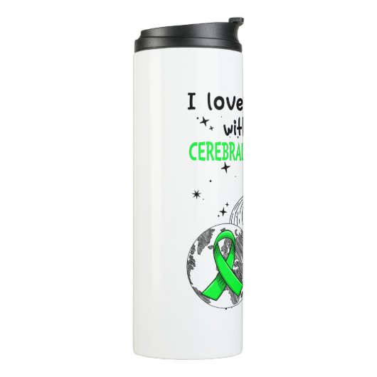 Ik hou van iemand met Cerebral Palsy Awareness Thermosbeker (Gedraaid links)
