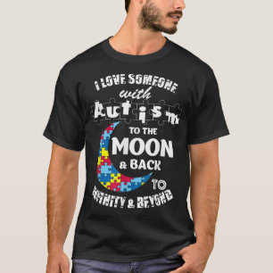 Ik hou van iemand met de maan en de achterste auti t-shirt