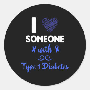 Ik hou van iemand met diabetes type 1 ronde sticker