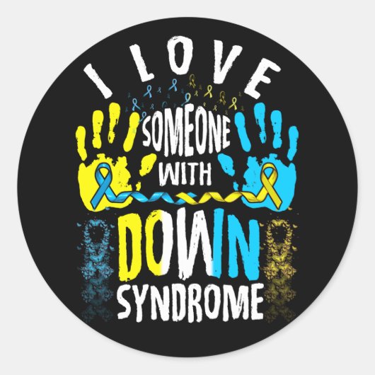 Ik hou van iemand met downsyndrome trrisomie ronde sticker (Voorkant)