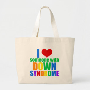 Ik hou van iemand met downsyndroom grote tote bag