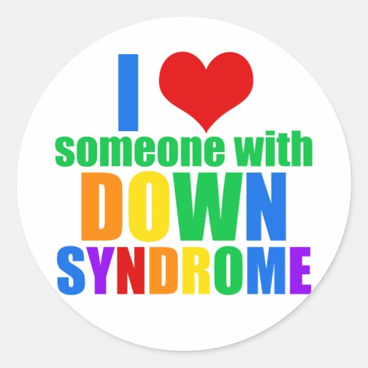 Ik hou van iemand met downsyndroom ronde sticker (Voorkant)
