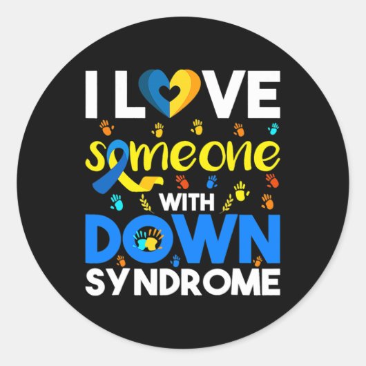 Ik hou van iemand met downsyndroom ronde sticker (Voorkant)