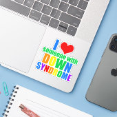 Ik hou van iemand met downsyndroom sticker (Laptop met iPhone)