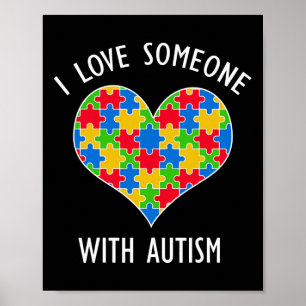 Ik hou van iemand met een autisme puzzel hart bewu poster