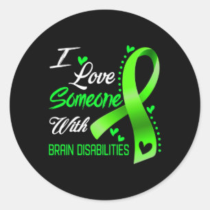 Ik hou van iemand met een hersenhandicap bewustzij ronde sticker