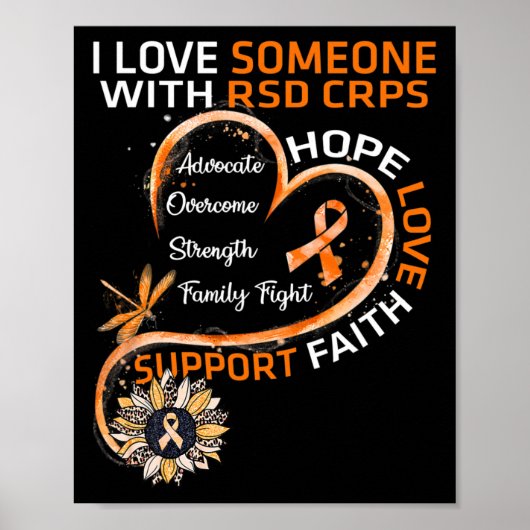 Ik hou van iemand met RSD CRPS Awareness Dragonfly Poster (Voorkant)