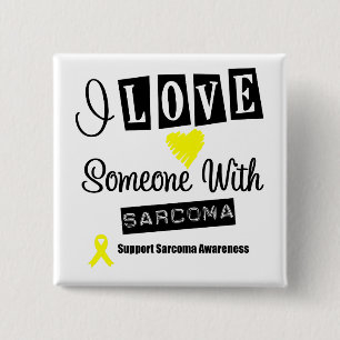 Ik hou van iemand met Sarcoma Vierkante Button 5,1 Cm