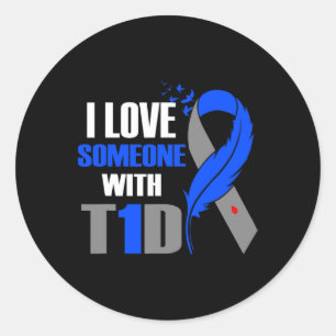 Ik hou van iemand met T1D type 1 diabetes Ronde Sticker