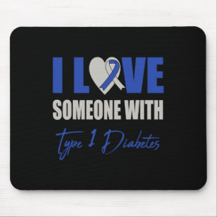Ik hou van iemand met type 1 diabetes, blauw muismat