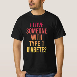 Ik hou van iemand met type 1 diabetes t-shirt