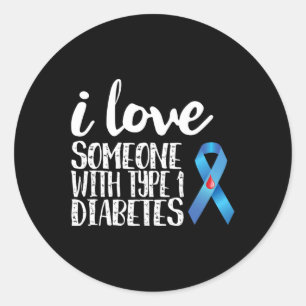 Ik hou van iemand met type 1 diabetes voorlichting ronde sticker