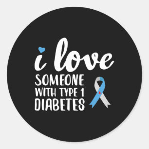 Ik hou van iemand met type 1 diabetes voorlichting ronde sticker