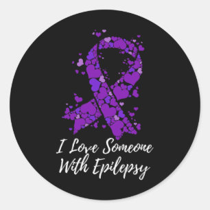 Ik hou van iemand met vecht epilepsie bewustzijn  ronde sticker