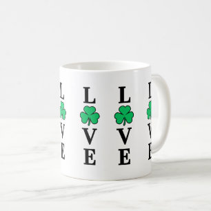 Ik hou van Ierland Shamrock Clover Leaf Simple Ele Koffiemok