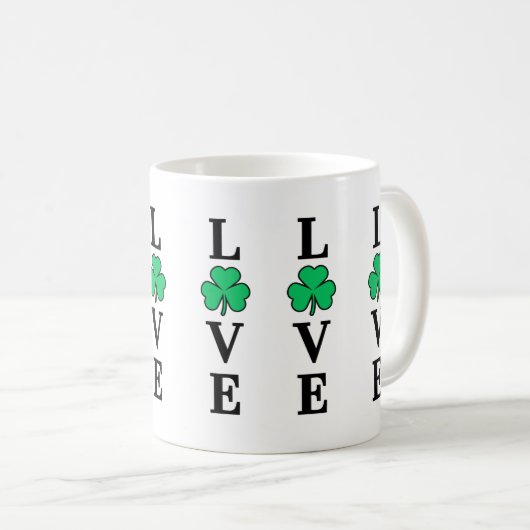 Ik hou van Ierland Shamrock Clover Leaf Simple Ele Koffiemok (Voorkant rechts)