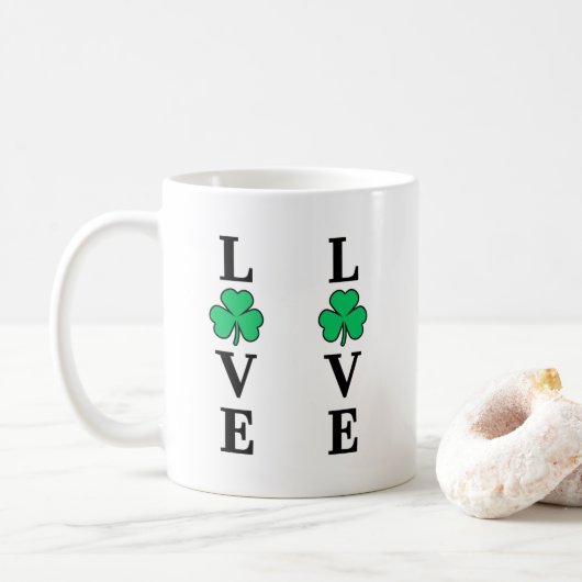 Ik hou van Ierland Shamrock Clover Leaf Simple Ele Koffiemok (Met donut)
