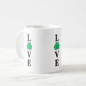 Ik hou van Ierland Shamrock Clover Leaf Simple Ele Koffiemok (Voorkant links)