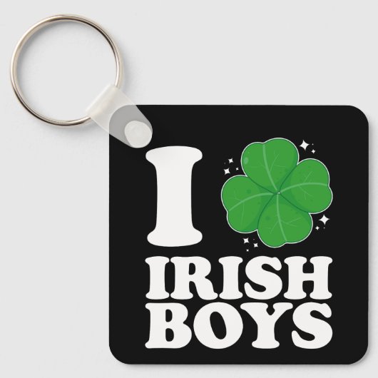 Ik hou van Ierse jongens Shamrock Hart St. Patrick Sleutelhanger (Voorkant)