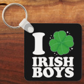 Ik hou van Ierse jongens Shamrock Hart St. Patrick Sleutelhanger (Voorkant)