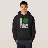 Ik hou van Ierse meisjes Shamrock hart St Patrick' Hoodie (Voorkant volledig)