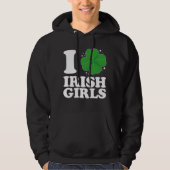 Ik hou van Ierse meisjes Shamrock hart St Patrick' Hoodie (Voorkant)