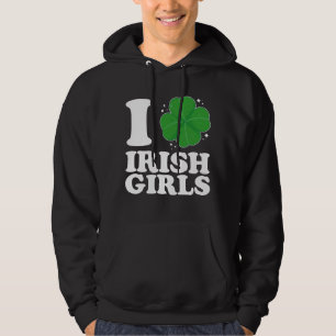 Ik hou van Ierse meisjes Shamrock hart St Patrick' Hoodie