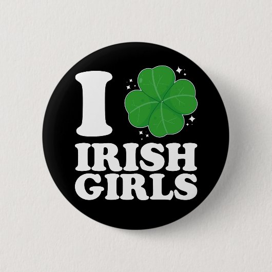 Ik hou van Ierse meisjes Shamrock hart St Patrick' Ronde Button 5,7 Cm (Voorkant)