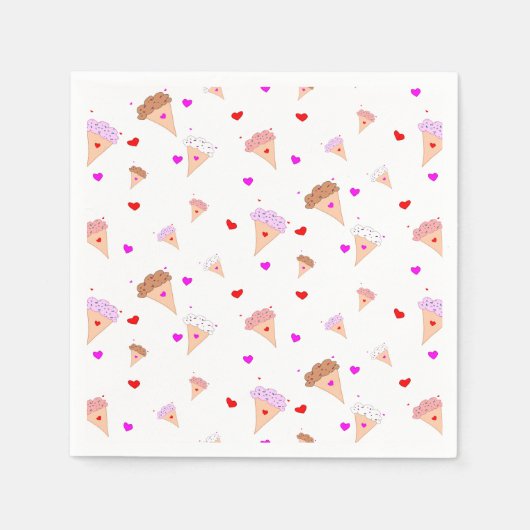 Ik hou van ijscrème, heeft een hartsflavors patroo servetten (Voorkant)